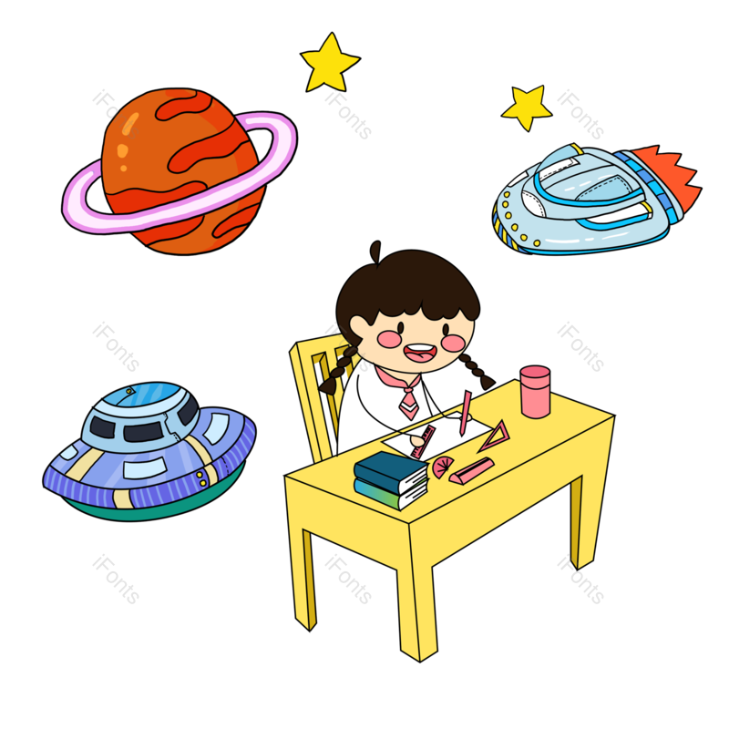 学习图片,儿童元素,绘画PNG,免抠素材